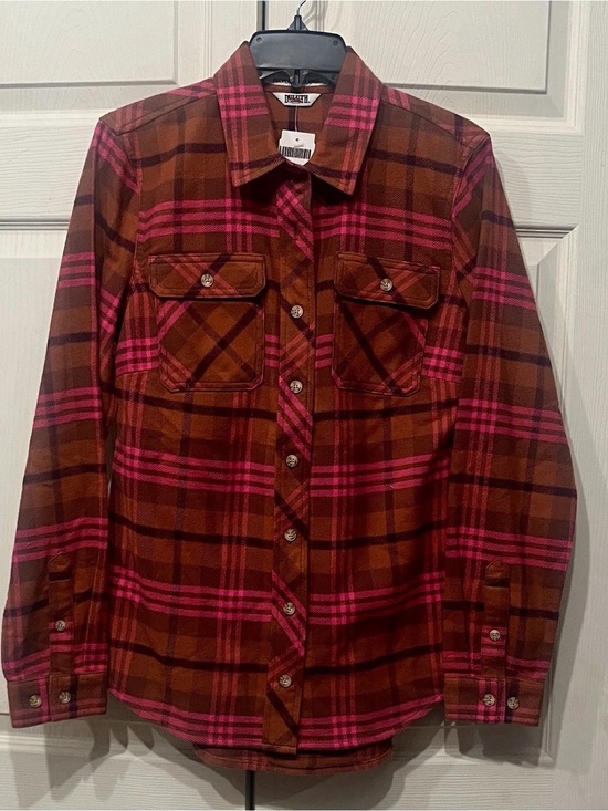 Duluth Trading Co Tops - Duluth Trading Co Brown & Pink Plaid Button-Up Shirt